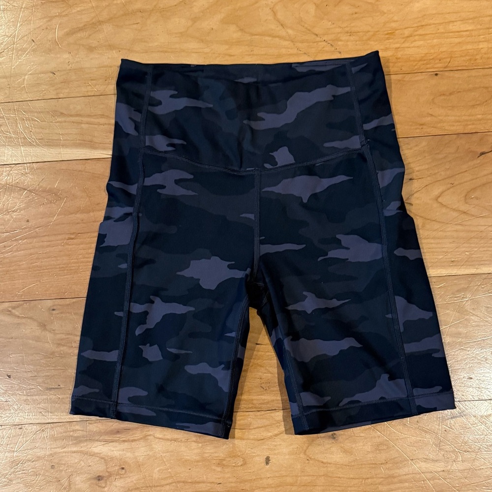 Athleta Black and Gray Bike Shorts with Compression Fit